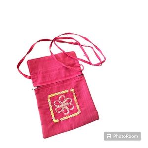 ◻️Little girl one size, pink fabric shoulder purse w/sequins & pockets◻️